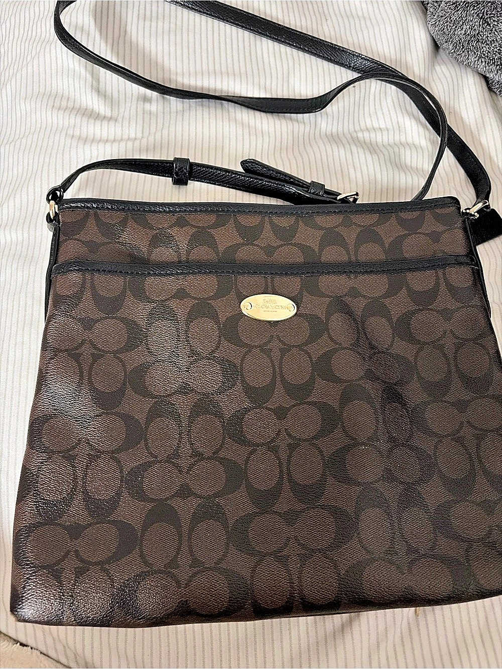 Coach Signature East/West Pop Crossbody Bag Brown & Black